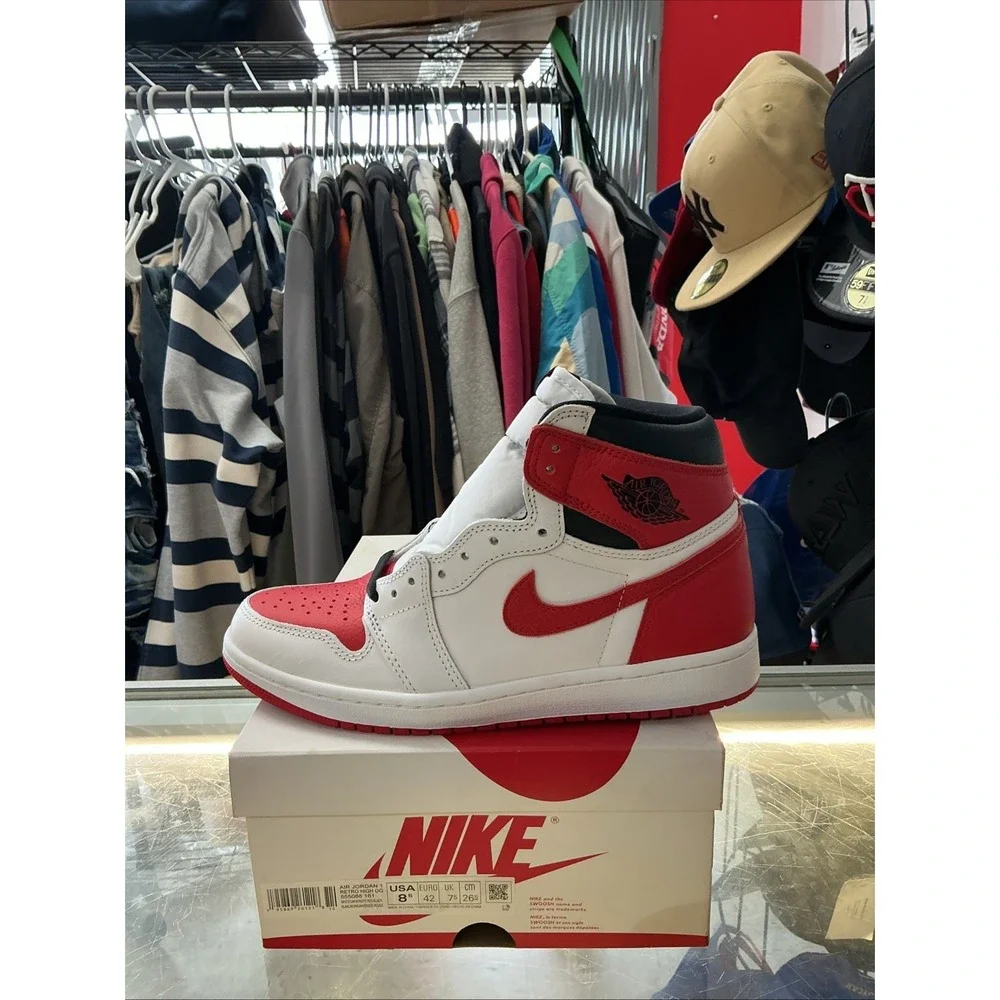 New Air Jordan 1 Retro High OG Heritage White/Red/Black 555088-161 Men's 8.5